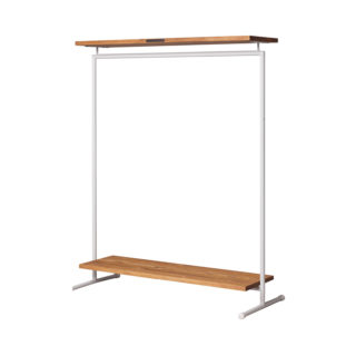 Coat rack 2 Wood made of steel and wood. Clothes rail plus two shelves in pure white