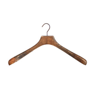 Hangers wood. Solid 5 wooden clothes hanger. Wooden surface in a noble vintage look.