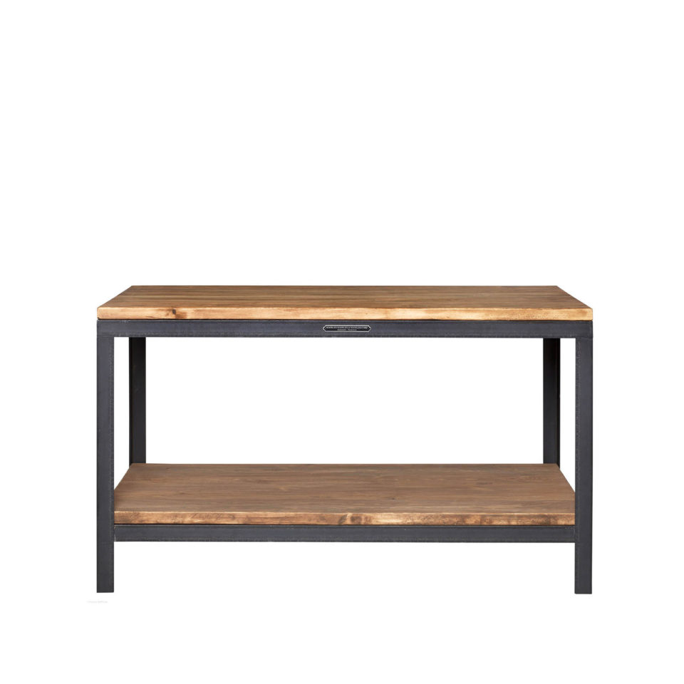 Arbeitstisch Basic. Tisch aus Stahl und Holz im Industrial-Stil.