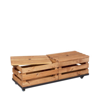Stabiler Rollwagen mit 2 Holzkisten/ Weinkisten und Deckeln.