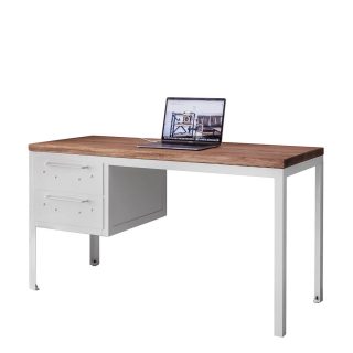 Industrial desk PX made of steel and wood in pure white from Noodles Noodles & Noodles Corp.