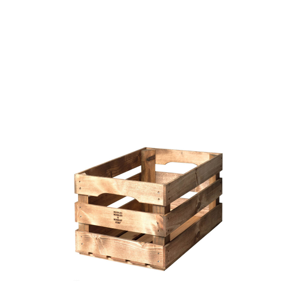 Holzkiste 1 CR. Klassische Kiste aus zwei umlaufenden Kiefernholzlatten.