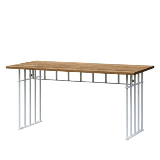 Table JH with tubular steel table frame and pine table top.