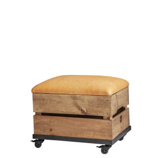 Wooden box 1 leather seat cover rolling rack by Noodles Noodles & Noodles Corp.