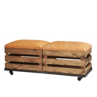 Wooden boxes with leather seat covers - industrial style furniture by Noodles