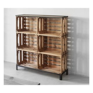 DIY Kistenregal 2, 6 Holzkisten, Winkelstahlrahmen aus Stahl