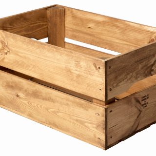 Holzkiste Typ 2 - Large - Klassische Kiste aus zwei umlaufenden Kiefernholzlatten.-