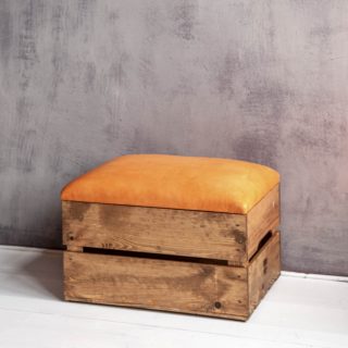 Wooden box 2 with leather seat cover by Noodles Noodles & Noodles Corp.