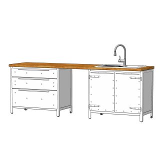 Küchenzeile 260 A + SMEG_1 in reinweiss - authentic kitchen furniture