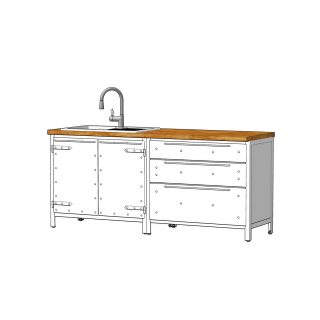 Kitchen unit pure white 200 A+SMEG - Sketch - authentic kitchen furniture