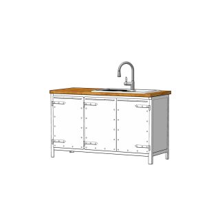 Sink cabinet 150. Kitchen unit pure white - authentic kitchen furniture