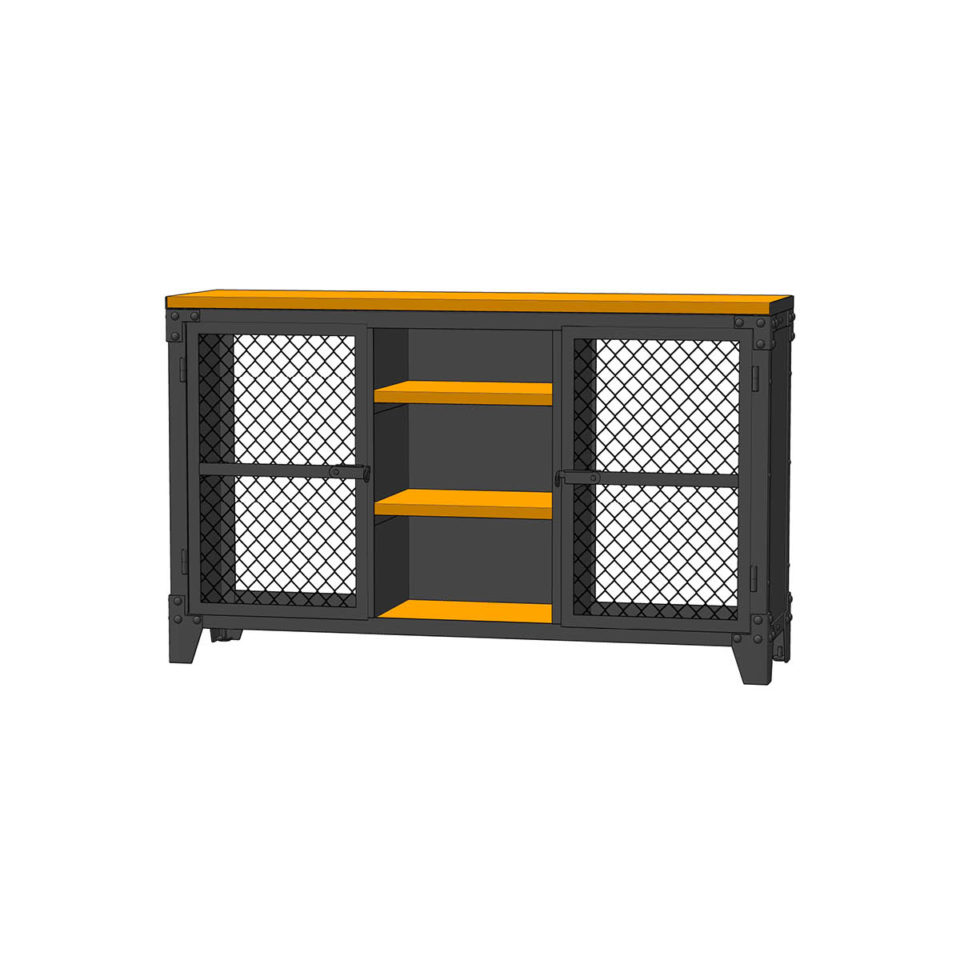 Skizze - Sideboard PX 3M mit maschendraht in schwarz