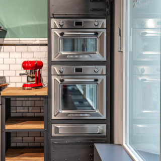 Oven cabinet in Industrial Design with Smeg oven in black