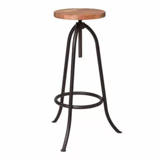 Bar stool made of tubular steel and the seat is made of pine wood.
