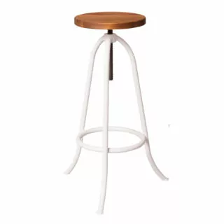 Bar stool made of tubular steel and the seat is made of pine wood.