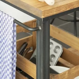 Arbeitstisch Rolls aus Stahl und Holz in Authentic von Noodles Noodles & Noodles Corp.