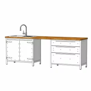 Küchenzeile 260 A + SMEG_1 in reinweiss - authentic kitchen furniture